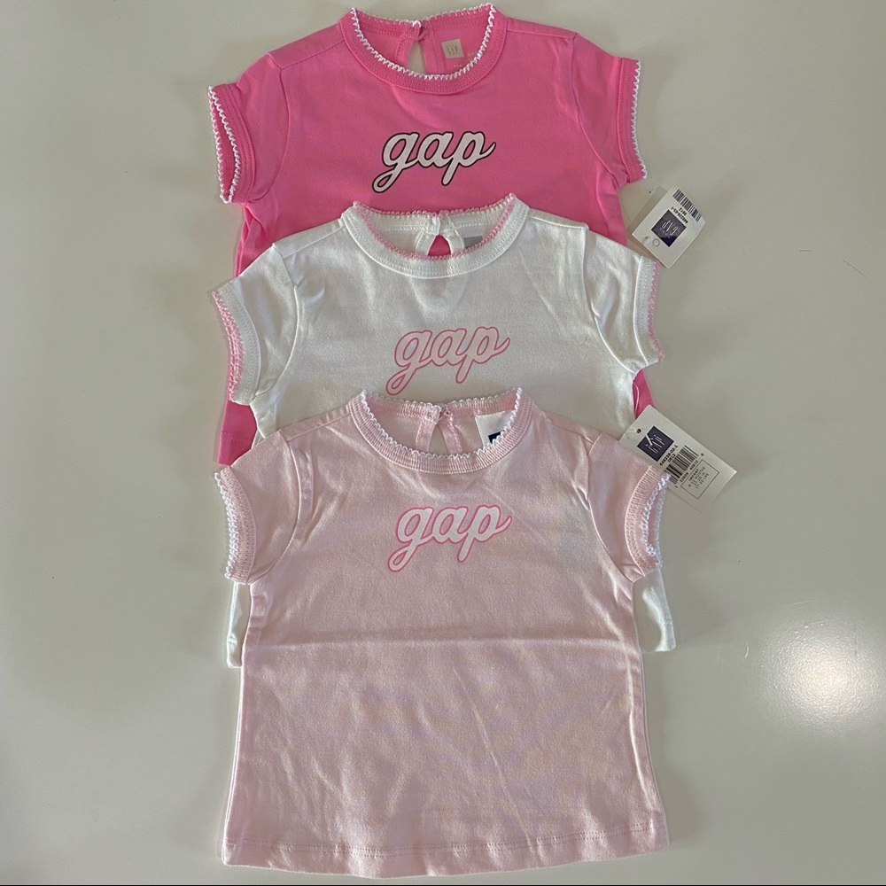 NWT Gap Girls Sz 6-12 mos Bundle Logo Shirts 3 pc Summer Tops New